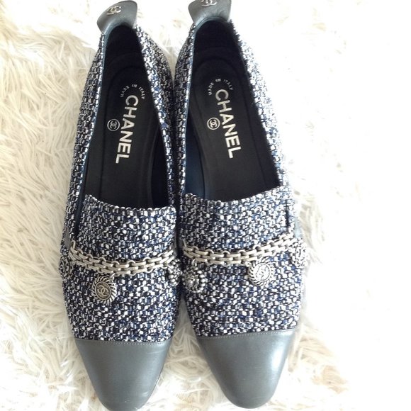 CHANEL Shoes Chanel Tweed Moccasins Poshmark